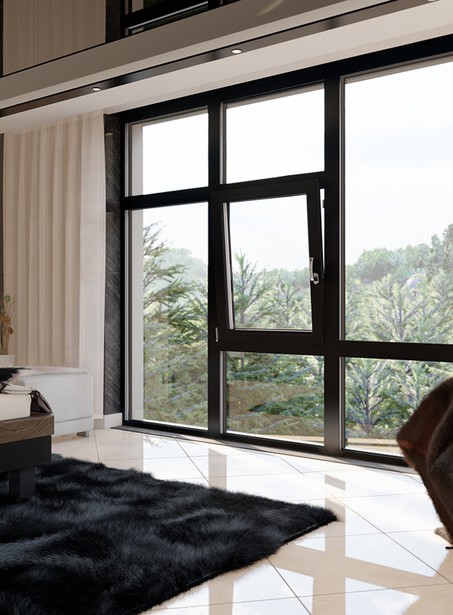 Elegantes Aluminium-Fenster mit großer Glasfläche und Kippfunktion im modernen Wohnbereich – langlebig, stabil und wärmedämmend